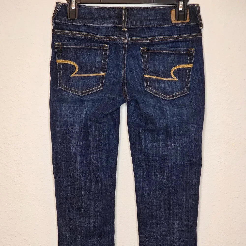 American Eagle Women's Artist Crop Stretch Dark Denim Jeans, Size 0 - Picture 2 of 10
